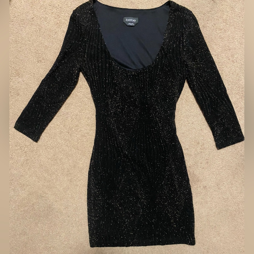 EUC Black/Gold Bebe mini Dress Size XS